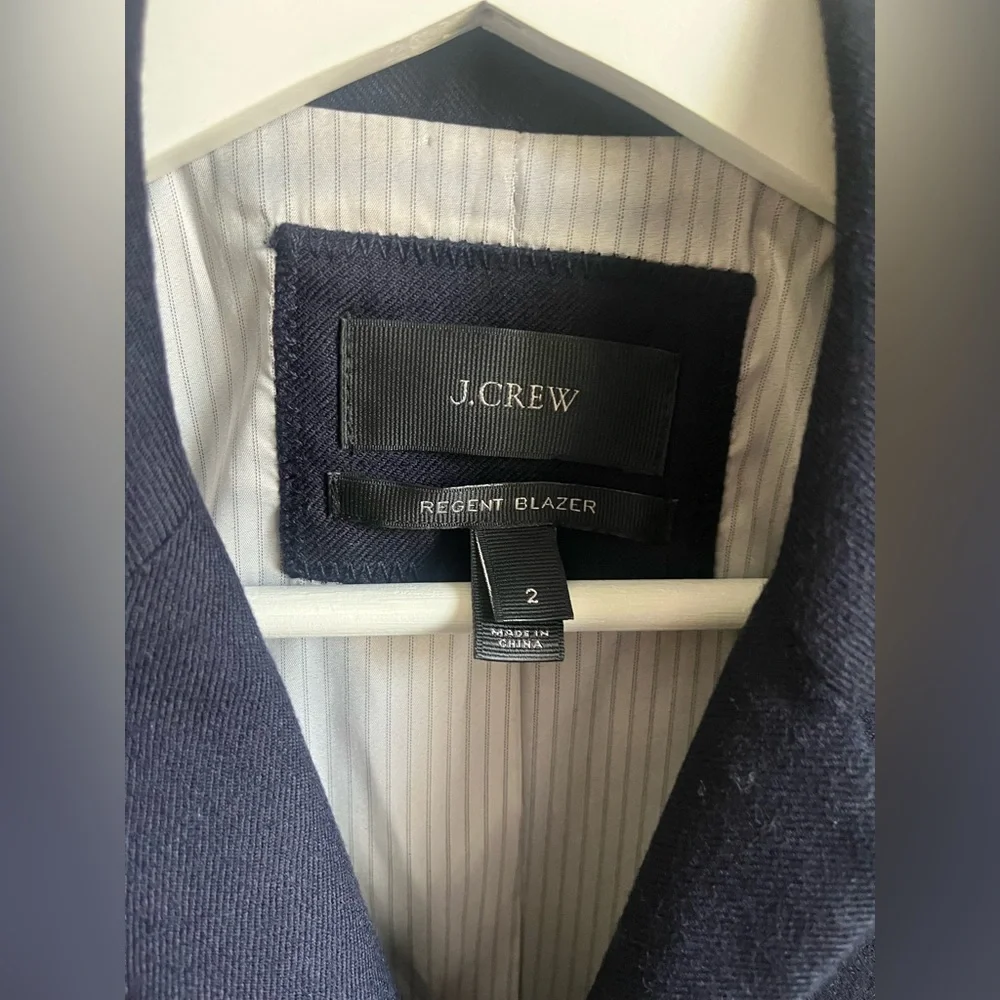 J Crew regent wool blazer jacket sz 2 dark blue single button preppy academia
